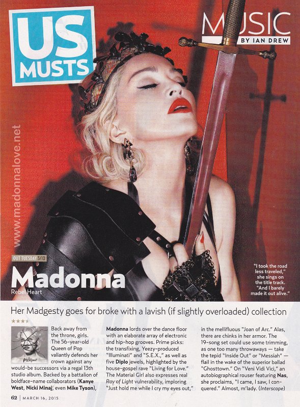 2015 - March - Us weekly - USA - Out Tuesday 3_10 Madonna Rebel Heart