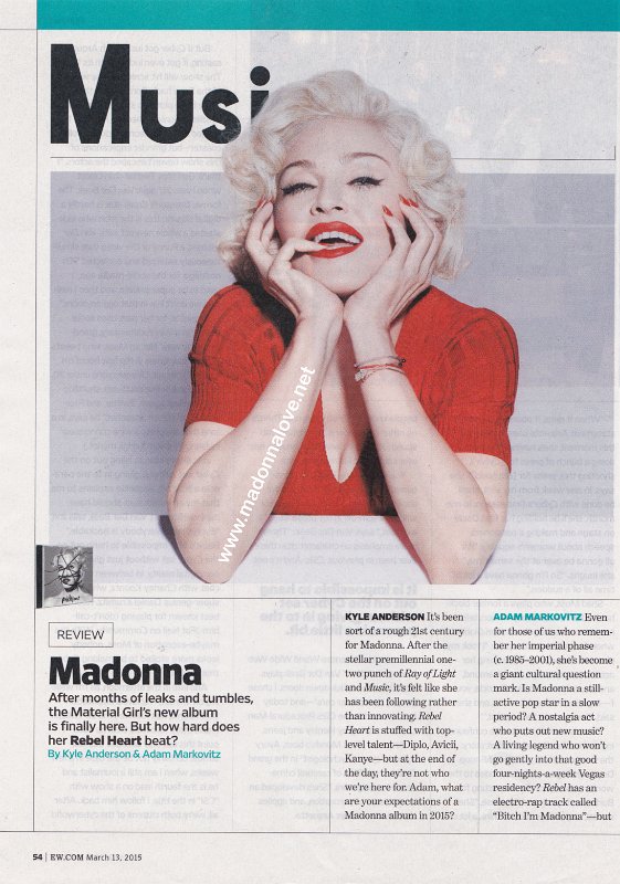 2016 - March - Entertainment weekly - USA - Music Madonna (RebelHeart)