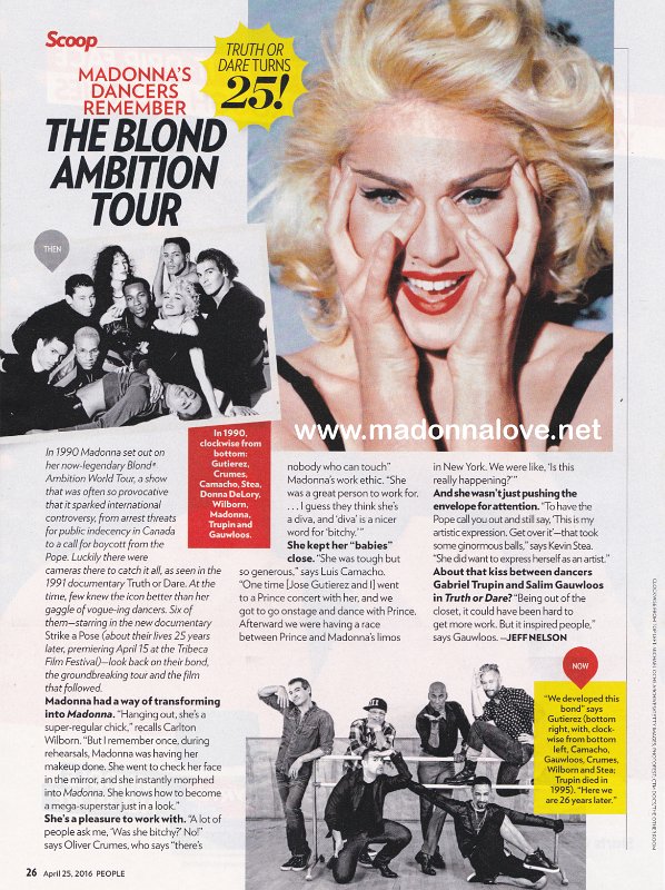 2016 - April - People - USA - Madonna's dancers remember the blond ambition tour