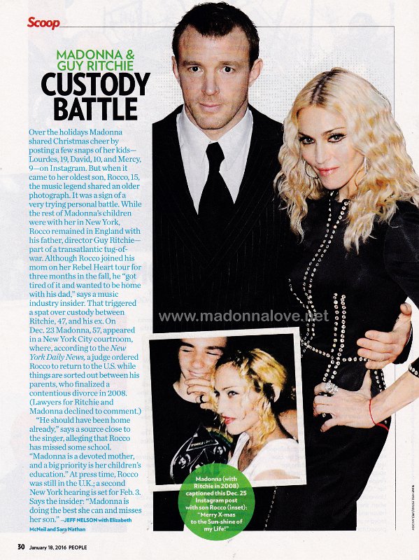 2016 - January - People - USA - Madonna & Guy Ritchie custody battle