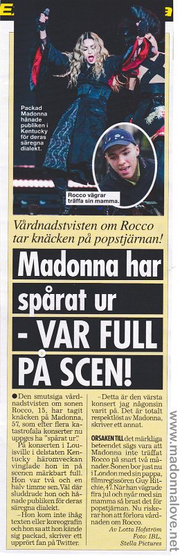 2016 - Unknown month - Se & Hor - Sweden - Madonna har sparat ur - Var full pa scen!