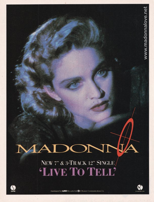 1986 - April - Smash Hits - UK - Live to tell vinyl single
