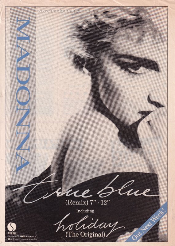 1986 - True Blue 12inch vinyl single ad - UK