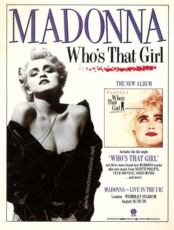 1987 - Who's that girl (album) advertisement - UK - 1