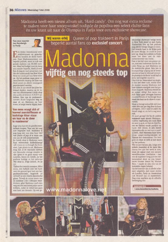 2008 - May - Het Nieuwsblad - Belgium - Madonna vijftig en nog steeds aan de top