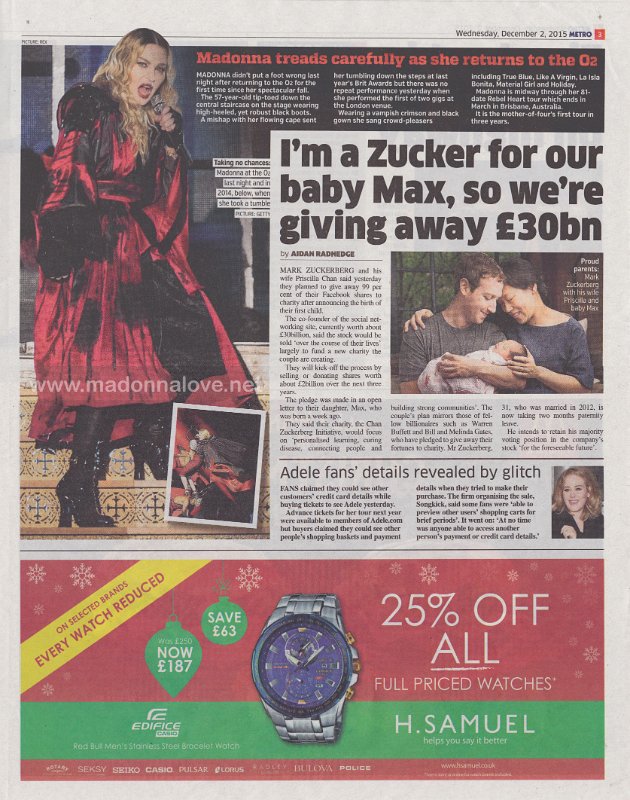 2015 - December - Metro - UK - Madonna treads carefully as she returns to the O2