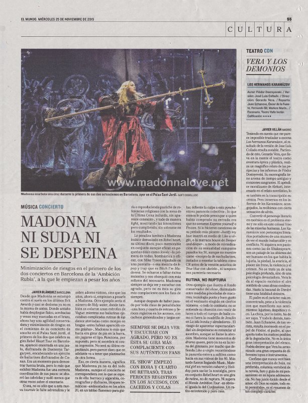 2015 - November - El Mundo - Spain - Madonna ni suda ni se despeina