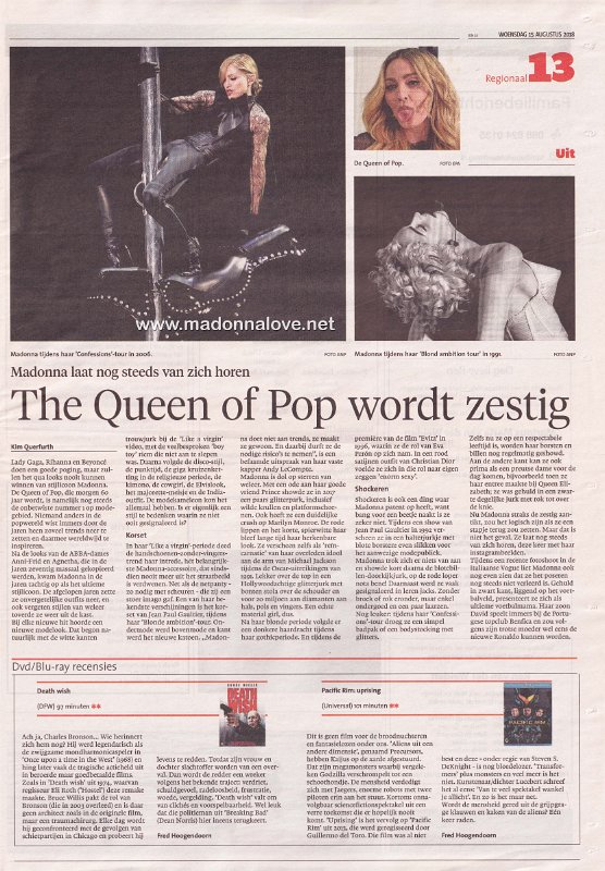 2018 - August - Haarlems Dagblad - Holland - The queen of pop wordt zestig