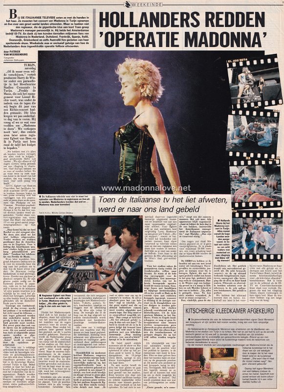 1987 - September - Telegraaf Weekeinde - Holland - Hollanders redden 'operatie Madonna'