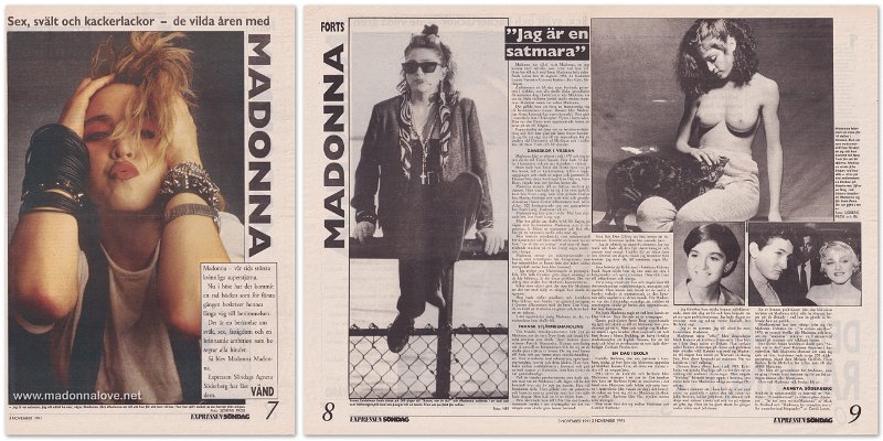 1991 - November - Expressen Sondag - Sweden - Sex svalt och kackerlackor - de vildra aren med Madonna