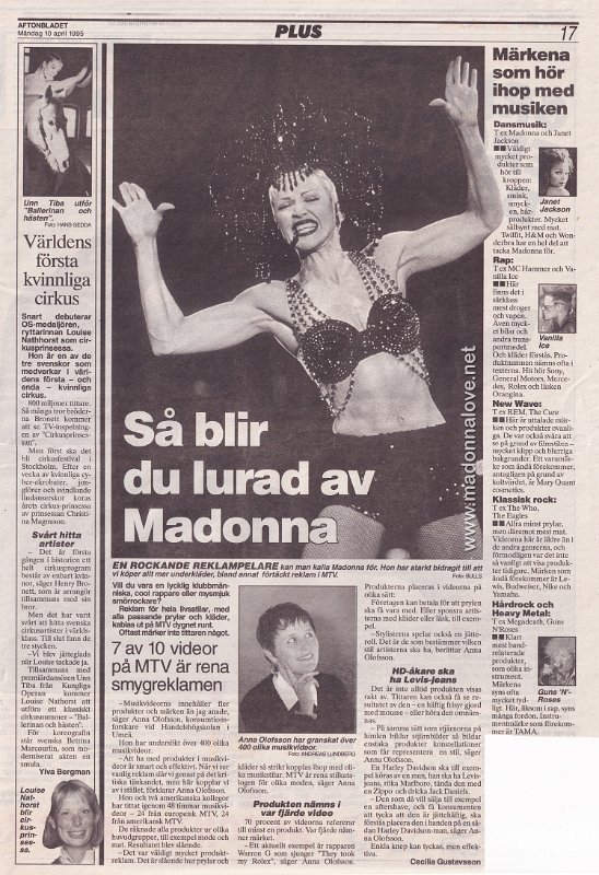 1995 - April - Aftonbladet - Sweden - Sa blir du lurad av Madonna