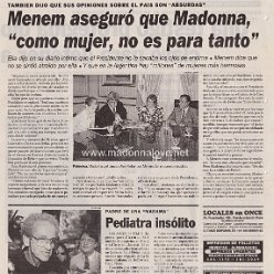 1996 - October - Clarin (Espectaculos) - Argentina - Menem aseguro que Madonna