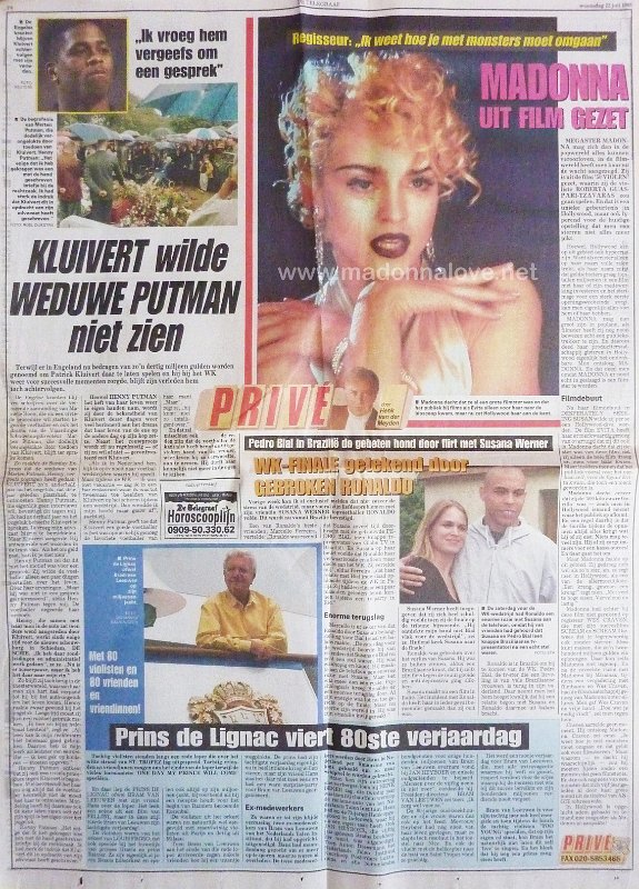 1998 - July - Telegraaf - Holland - Madonna uit film gezet