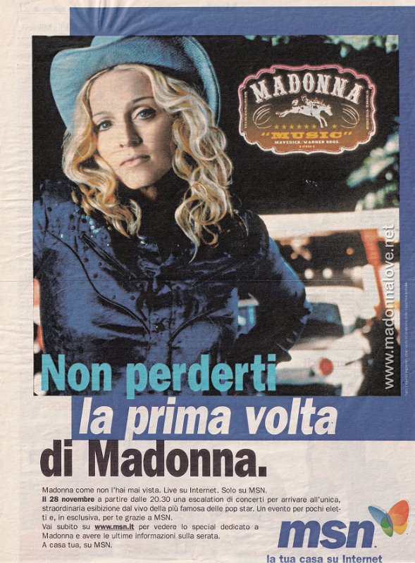 2000 - November - La Repubblica - Italy - Non perderti la prima volta di Madonna