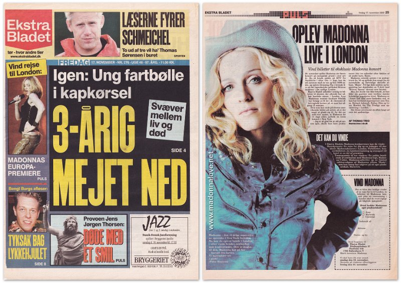 2000 - November - Extra Bladet - Denmark - Oplev Madonna live i London
