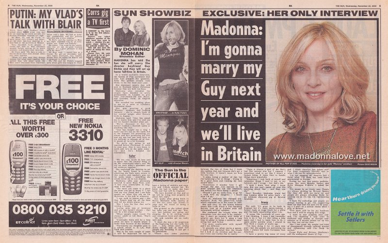 2000 - November - The Sun - UK - Madonna - I'm gonna marry my Guy next year and we'll live in Britain