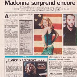 2000 - September - Uknown newspaper - France - Madonna surprend encore