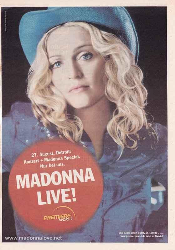 2001 - August - Frankfurt Allgemeine Zeitung - Germany - Konzert + Madonna special nu bei uns - Madonna Live