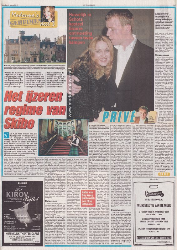 2001 - January - Telegraaf - Holland - Madonna's geheimen deel 3 - Het ijzeren regime van Skibo