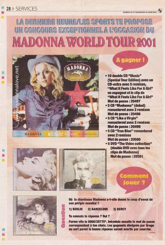 2001 - June - DH - Belgium - Madonna World Tour 2001