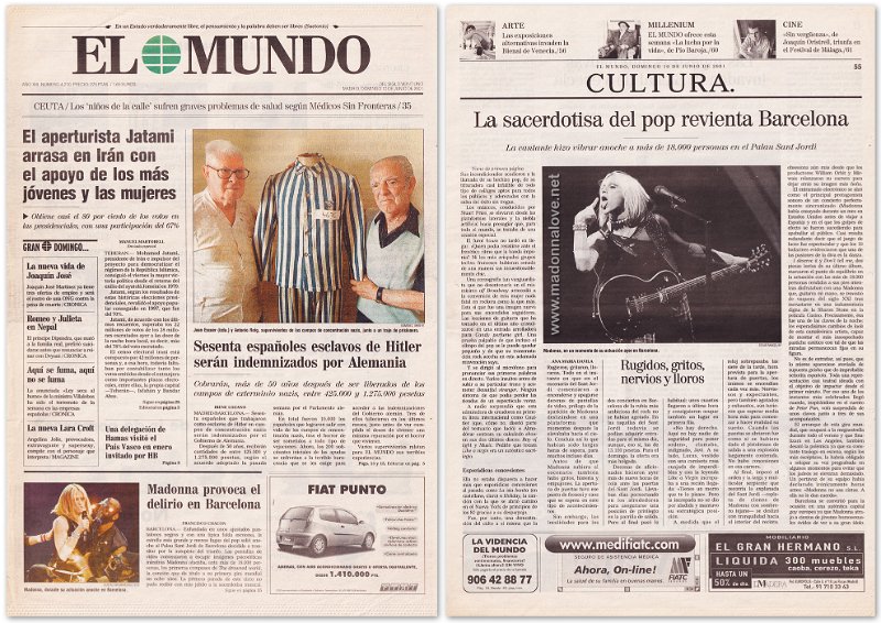 2001 - June - El Mundo - Spain - La sacerdotisa del pop revienta Barcelona