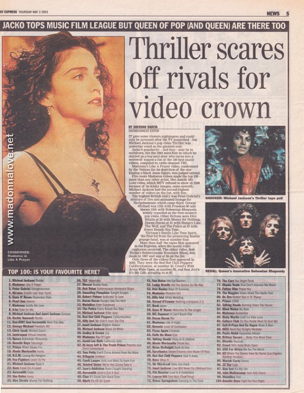 2001 - May - Daily Express - UK - Thriller scares off rivals for video crown