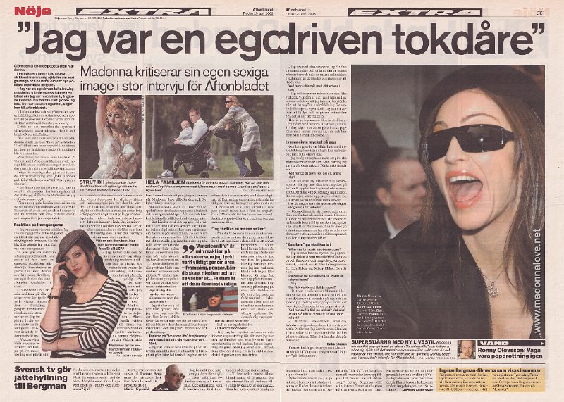 2003 - April - Aftonbladet - Sweden - Jag var en egodriven tokdare