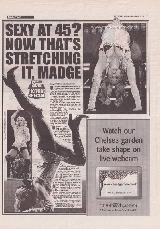 2004 - May - Daily Star - UK - Sexy at 45 - Now that's stretching it Madge