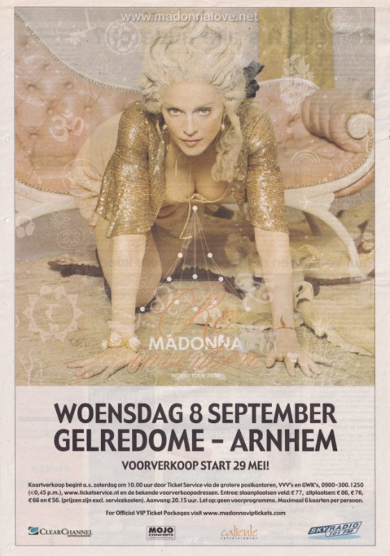 2004 - May - Metro - Holland - Re-invention tour Arnhem advertisement