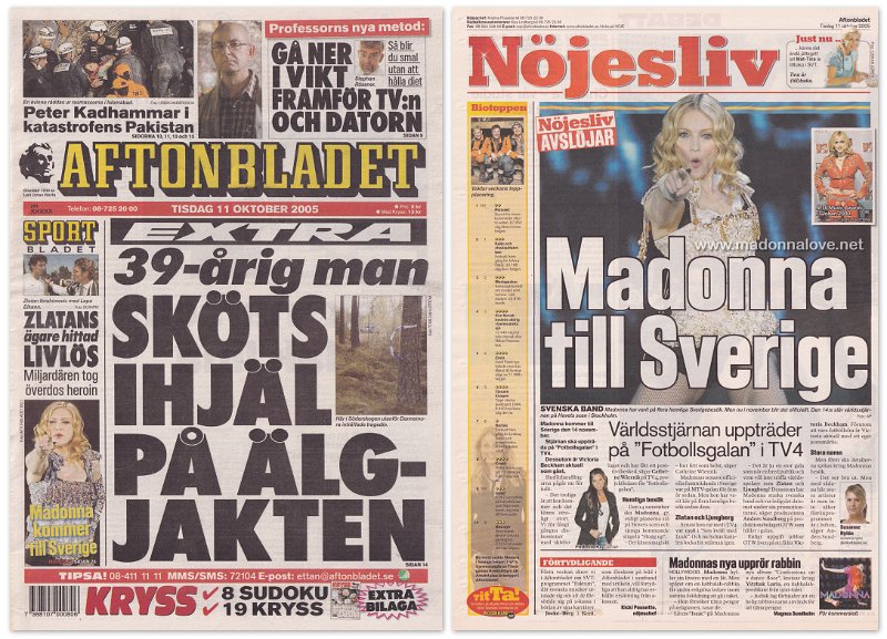 2005 - October - Aftonbladet - Sweden -  Madonna till sverige