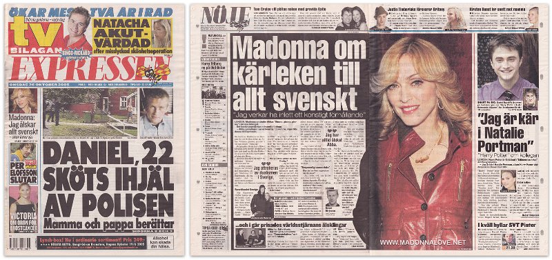 2005 - October - Expressen - Sweden - Madonna karleken till allt svenskt
