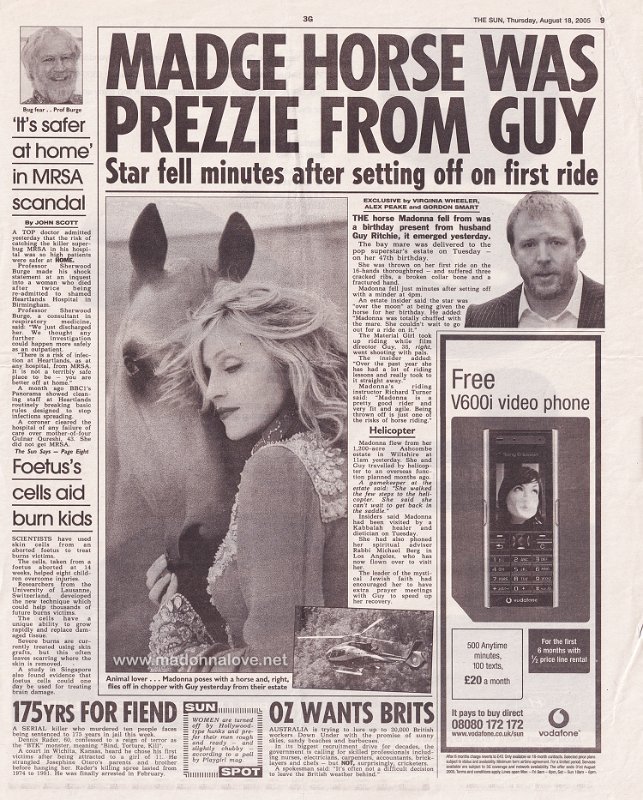 2005 - August - The Sun - UK - Madge horse was prezzie from Guy