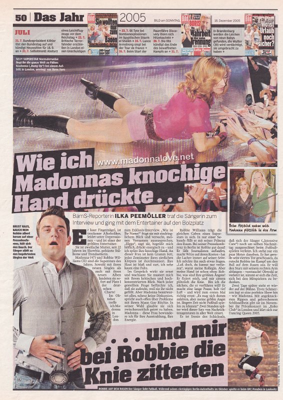 2005 - December - Bild am Sonntag - Germany - Wie ich Madonnas knochige hand druckte..