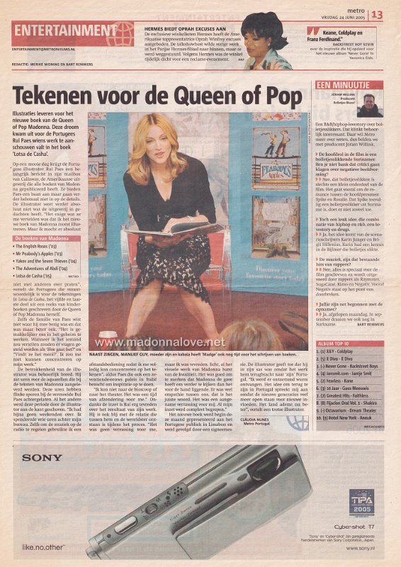 2005 - June - Metro - Holland - Tekenen voor de Queen of pop