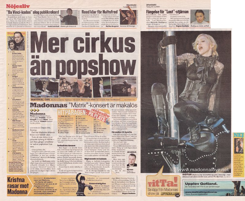 2006 - May - Aftonbladet - Sweden - Mer cirkus an popshow