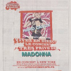 2008 - April - Metro - France - Vivez en direct le concert tres prive de Madonna (Hard Candy advertisement)