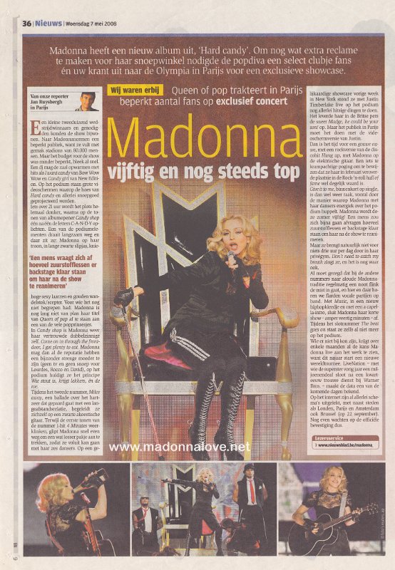 2008 - May - Het Nieuwsblad - Belgium - Madonna vijftig en nog steeds aan de top