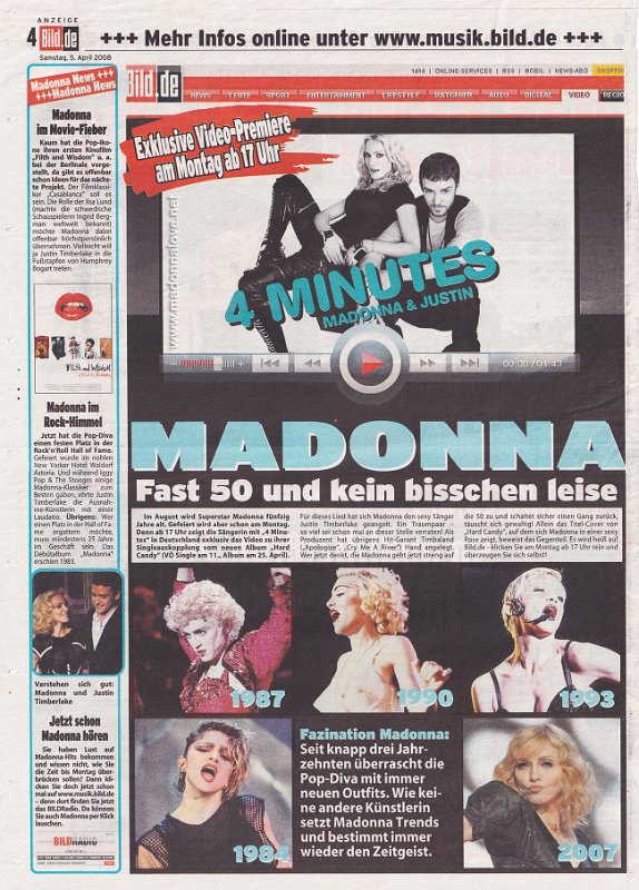 2008 - April - BILD - Germany - Madonna - Fast 50 und kein bisschen leise