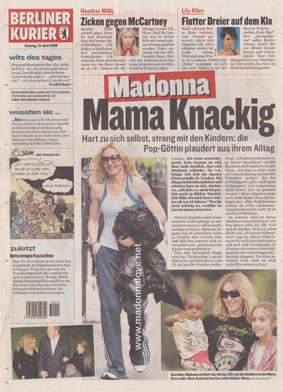 2008 - April - Berliner Kurier - Germany - Madonna mama knackig