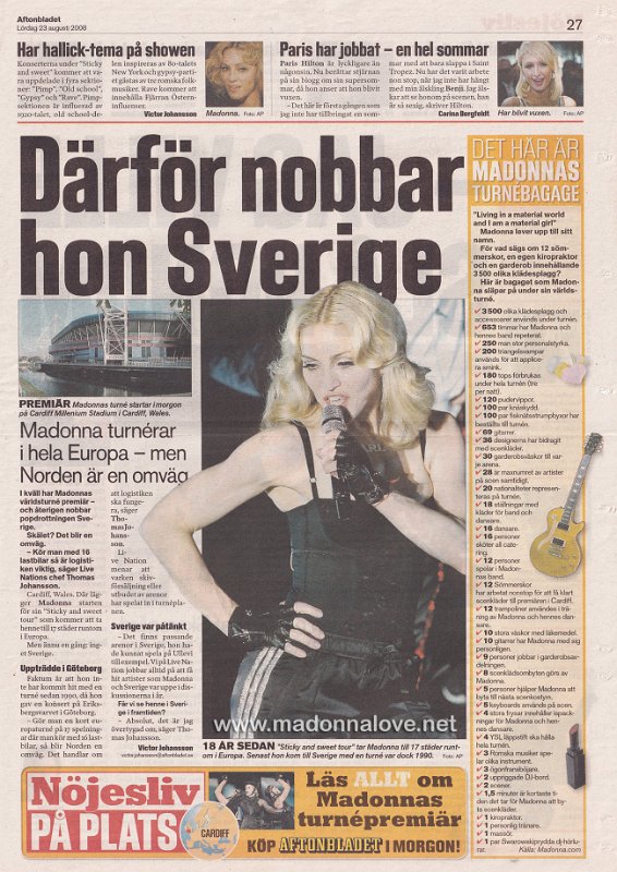 2008 - August - Aftonbladet - Sweden - Darfor nobbar hon Sverige