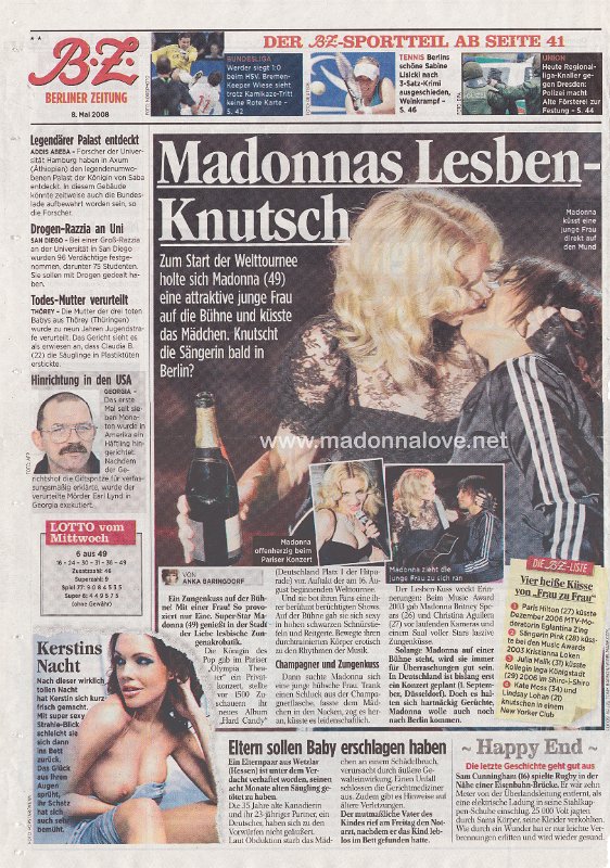 2008 - May - Berliner Zeitung - Germany - Madonnas lesben-knutsch