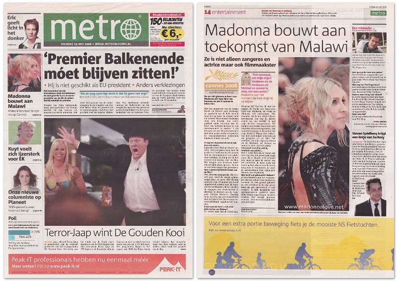 2008 - May - Metro - Holland - Madonna bouwt aan toekomst van Malawi