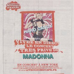 2008 - April - Metro - France - Vivez en direct le concert tres prive de Madonna (Hard Candy advertisement)