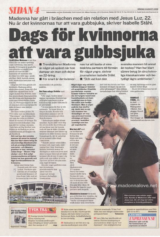 2009 - August - Expressen - Sweden - Dags for kvinnorna att vara gubbsjuka