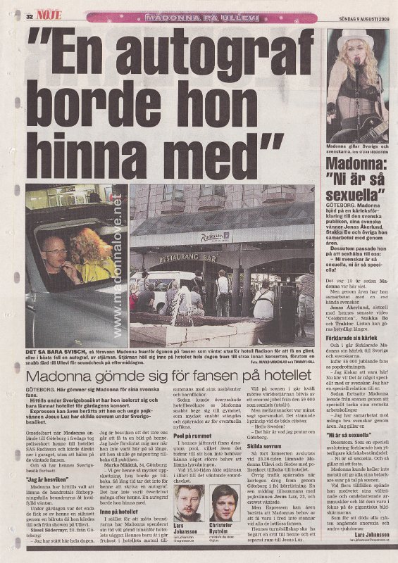 2009 - August - Expressen - Sweden - En autograf birde hon hinna med