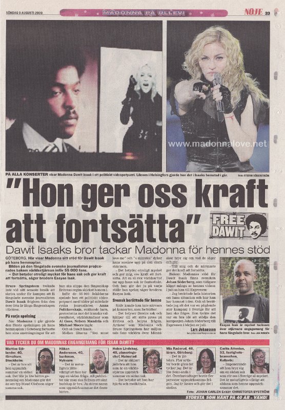 2009 - August - Expressen - Sweden - Hon ger oss kraft att fortsatta