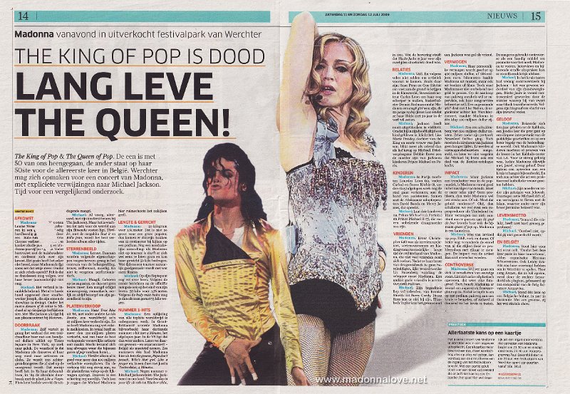 2009 - July - Unknown newspaper - Belgium - The king of pop is dood lang leve de queen!