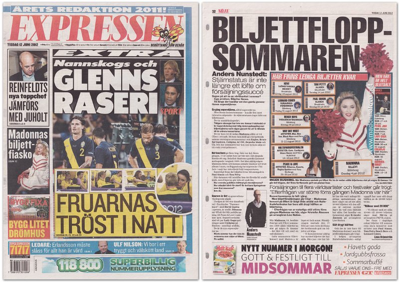 2012 - June - Expressen - Sweden - Biljettflopp sommaren
