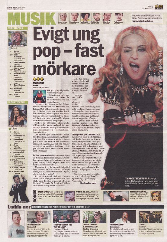 2012 - March - Nojes Bladet - Sweden - Evigt ung pop - fast morkare