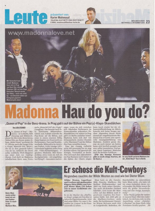 2015 - November - Berliner Kurier - Germany - Madonna Hau do you do